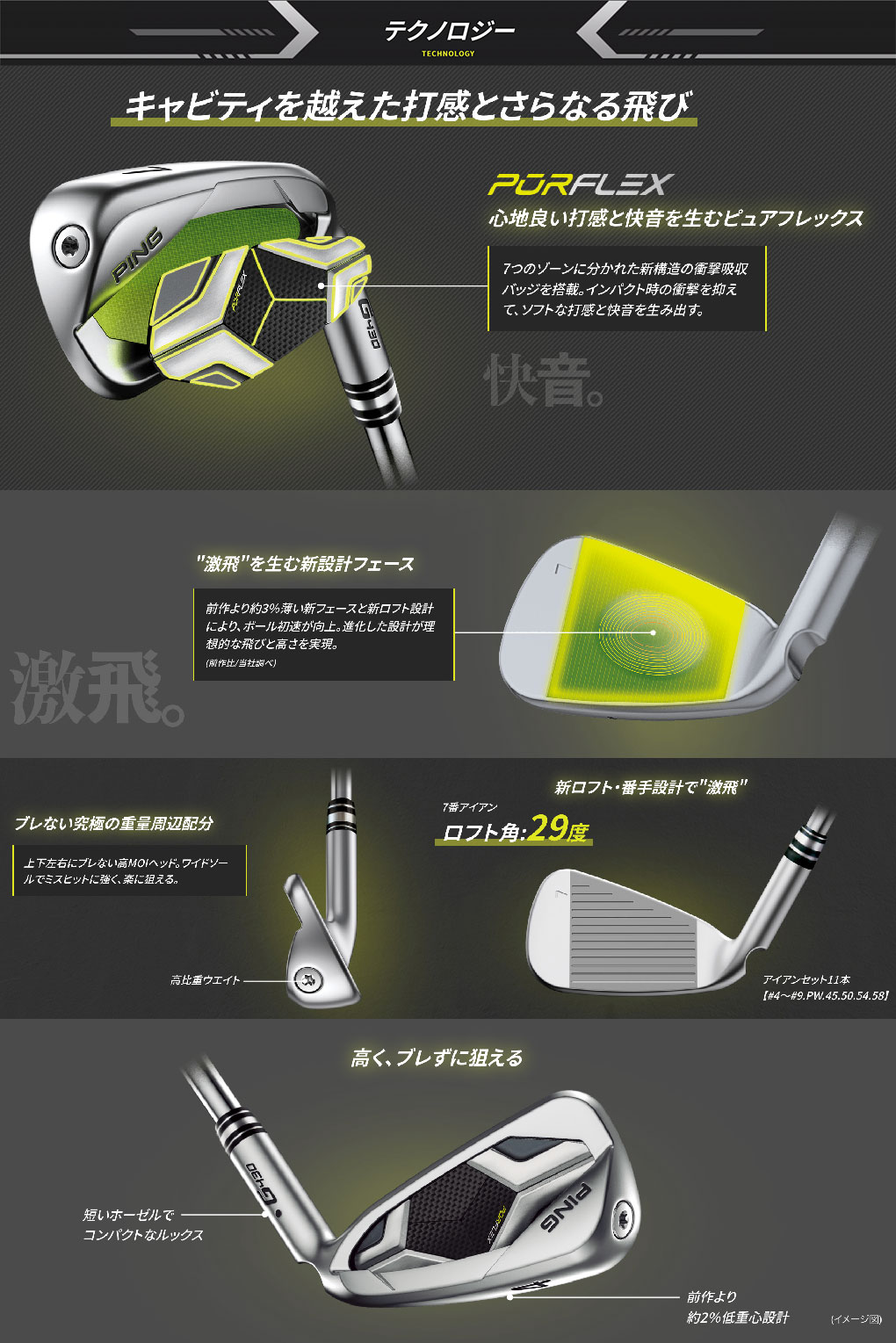 ピン PING G430 アイアン 6本セット(6I-9I,PW,45) メンズ N.S.PRO