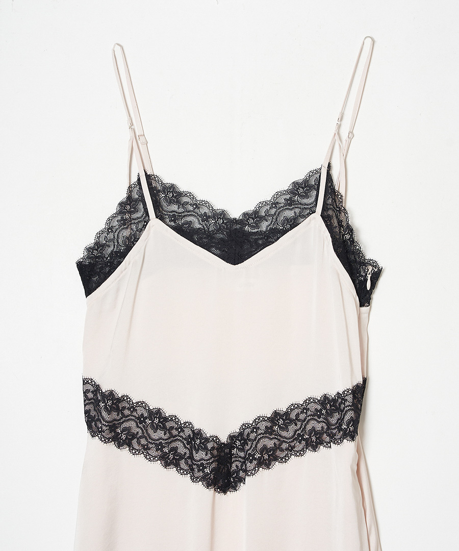 LACE-TRIM SATIN CAMI DRESS | k3 online store