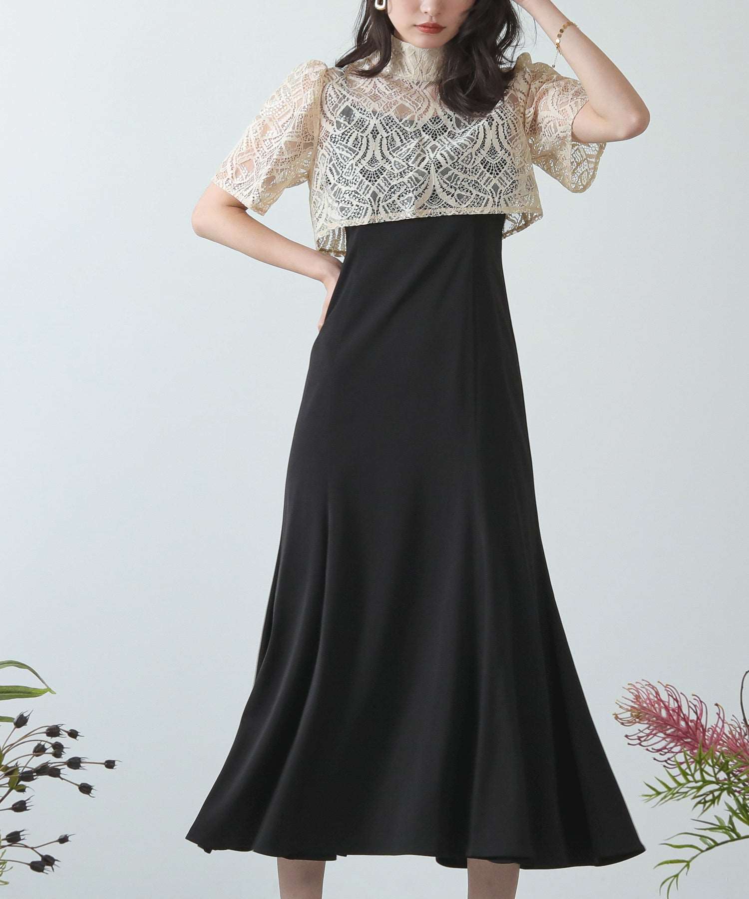 3wayレースボレロ&マーメイドキャミパーティードレス