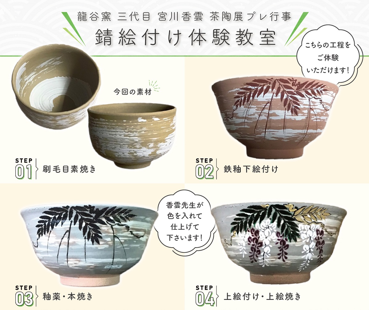 錆絵付け体験教室 龍谷窯 三代目宮川香雲 茶陶展プレ行事 (2022-06-17)