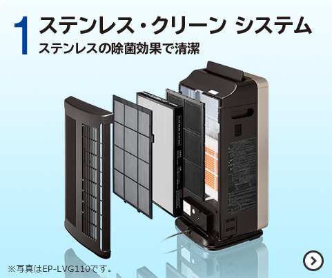 加湿空気清浄機 ステンレス・クリーン クリエア EP-LVG70 ： 日立の家電品