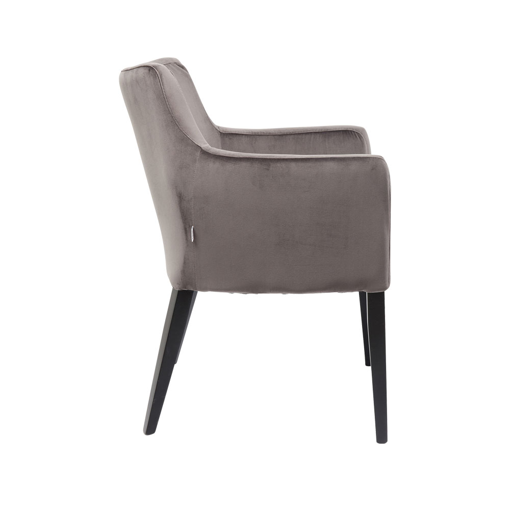 ブラック モードベルベットグレー アームチェア - ダイニングチェアの