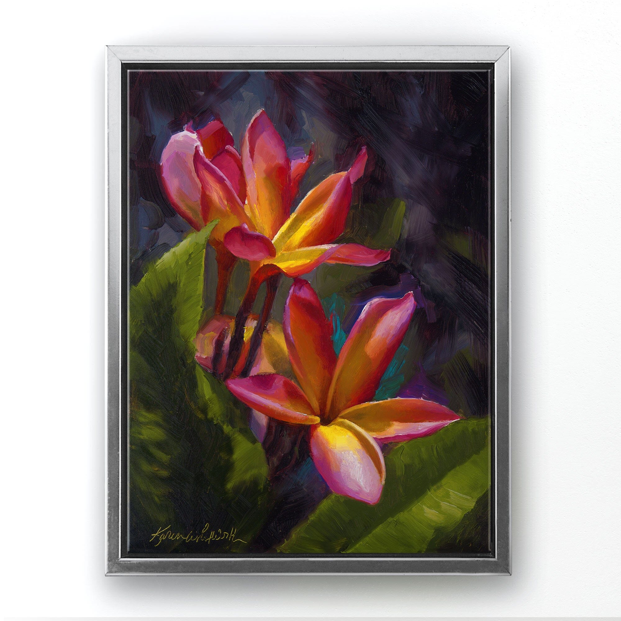 Tropical Hawaiian Plumeria Flower Blossoms Canvas Wall Art – Art