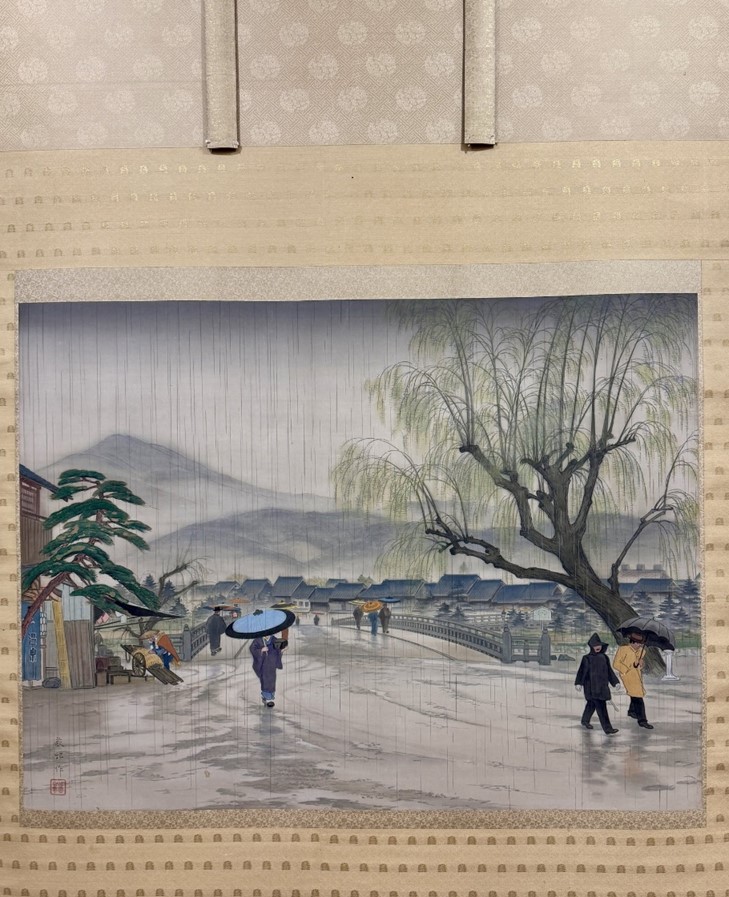 傘と日本画 雨の日に映える和の美