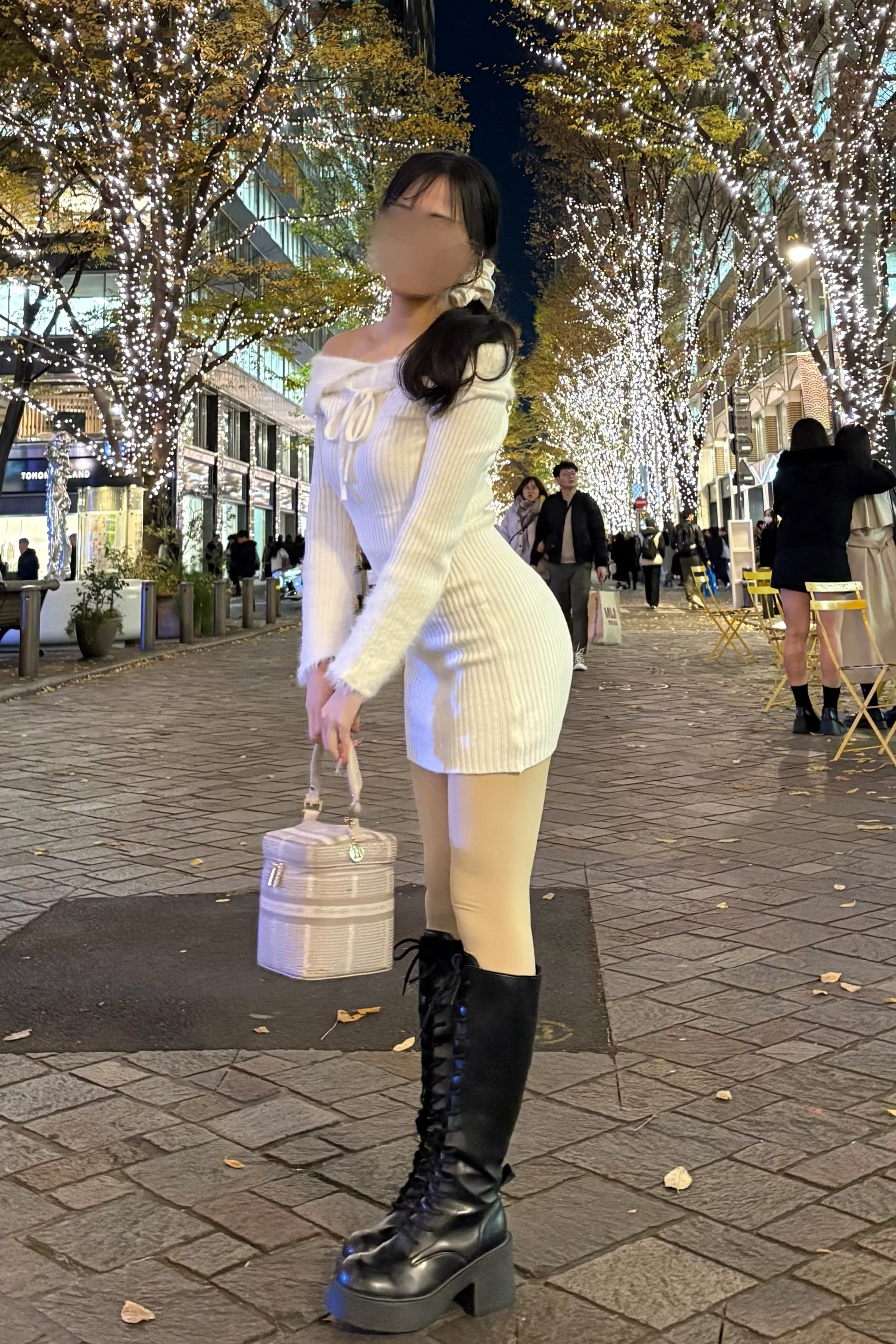 オフショルリボンニットワンピース KR13800