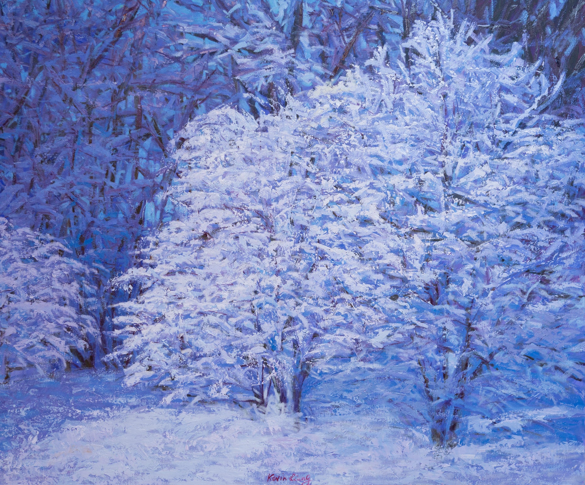 Snow Day, oil on canvas 42x50x2 inches with frame, 2024 – Kevin