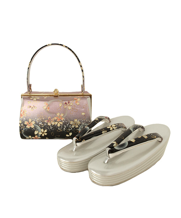 オプション小物レンタル】草履バッグセット(訳あり) 桜柄 4枚芯