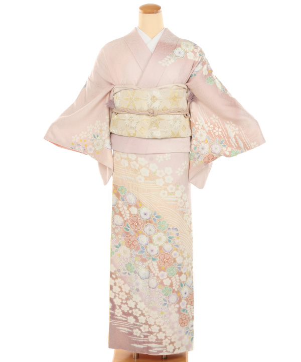 訪問着レンタル｜桂由美 ピンクに辻が花｜H0371｜M｜宅配着物レンタル