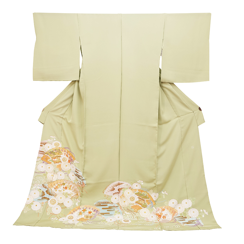 千總 「扇に四季草花」色留袖 − 色留袖｜美はよろこび 着物の丸中