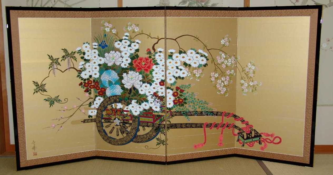 金屏風 日本画金屏風絵 の通販(通信販売)/製造 御子柴屏風店