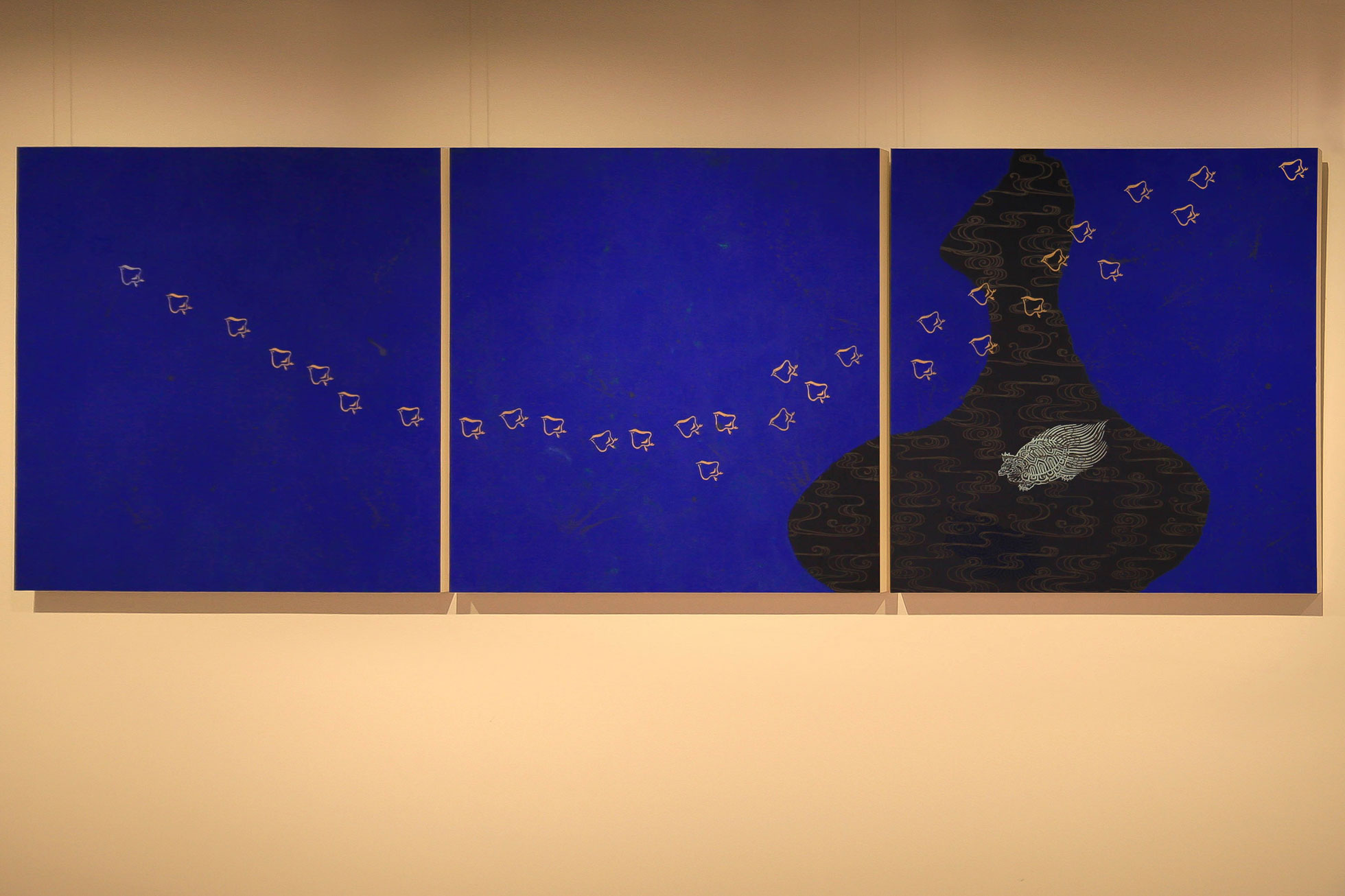 いのち丨唐紙アート作品・ブルーアート（青い絵画） | 唐長本店・雲母