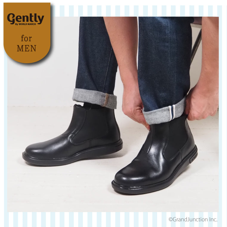 本革 幅広 ブーツ メンズ おしゃれ 靴 ムーンスター サイドゴア ブーツ