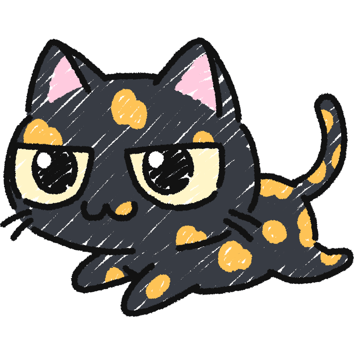 手描き】走るサビ猫 | 無料イラスト＆かわいいフリー素材集 ねこ画伯