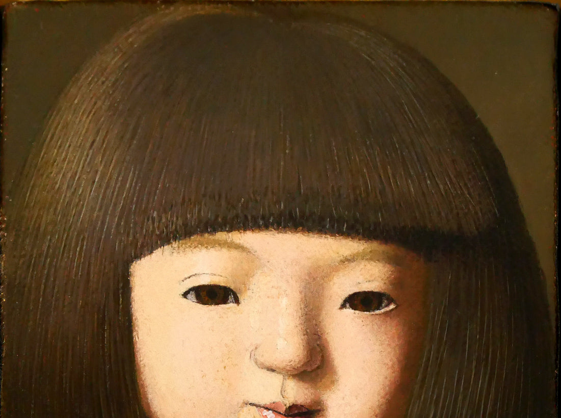 余村展「人形（市松人形）」油絵・F0号 絵画買取・販売の小竹美術