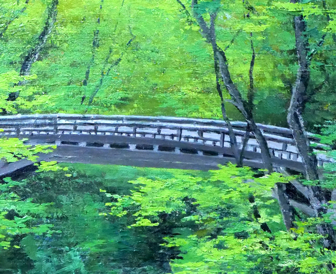 原田彰夫「こおろぎ橋（石川県・山中温泉）」油絵・F6号 絵画買取