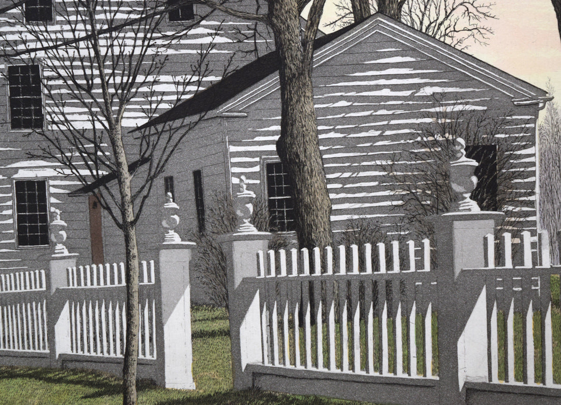 キャロル コレット （Carol COLLETTE）「White Fence」銅版画に手彩色