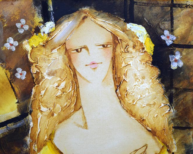 松任谷國子「春近し」油絵・F8号 絵画買取・販売の小竹美術