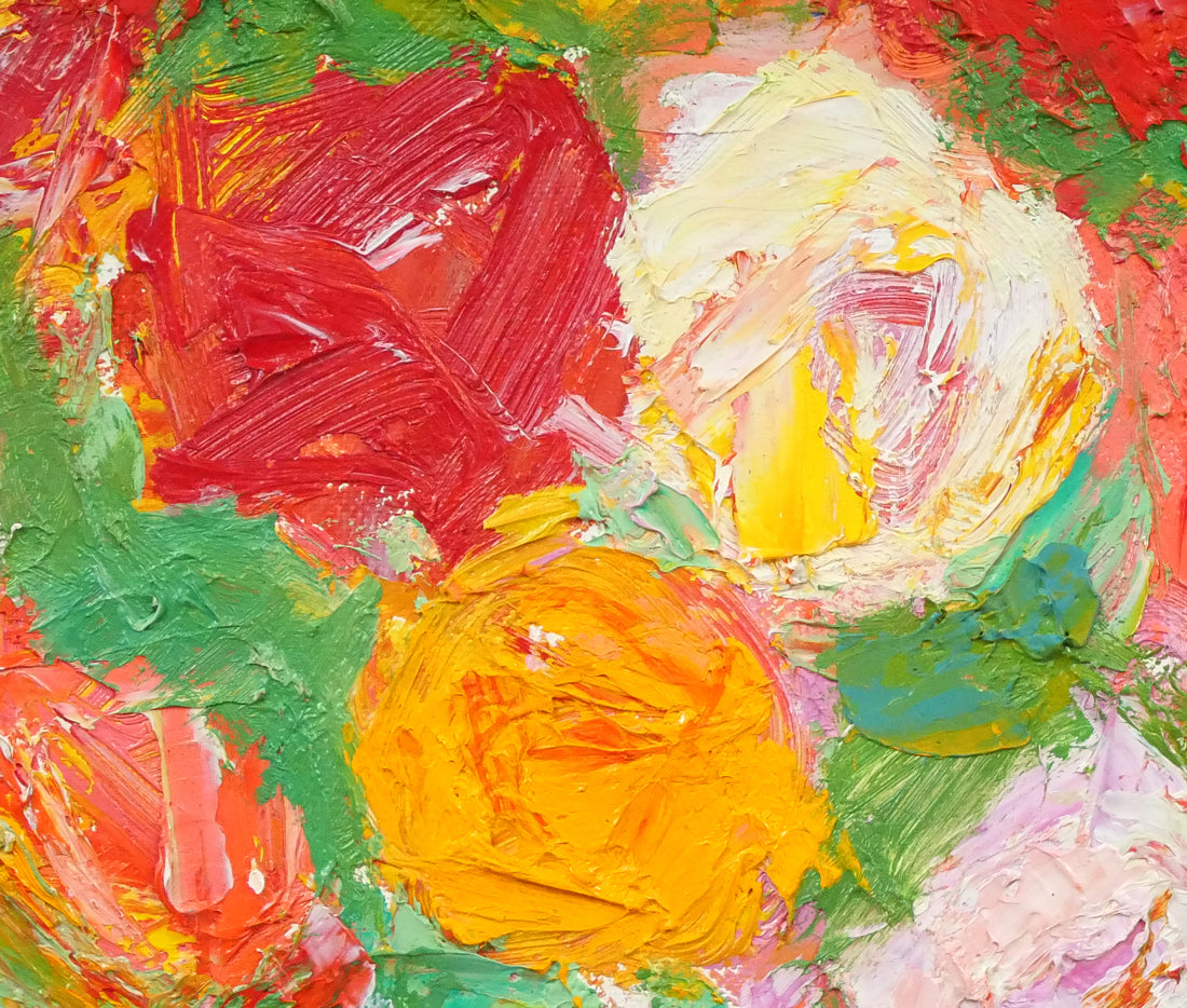 三塩清巳「バラ」油絵・F4号 絵画買取・販売の小竹美術