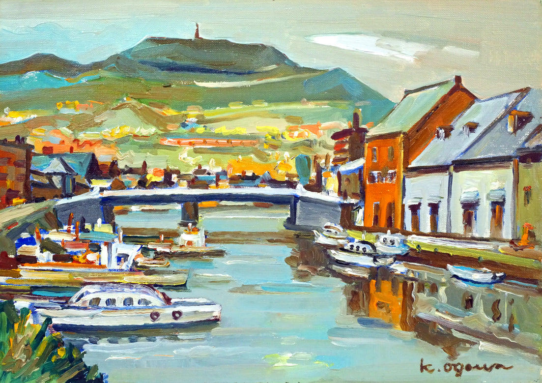 小川清「小樽運河」油絵・F4号 絵画買取・販売の小竹美術