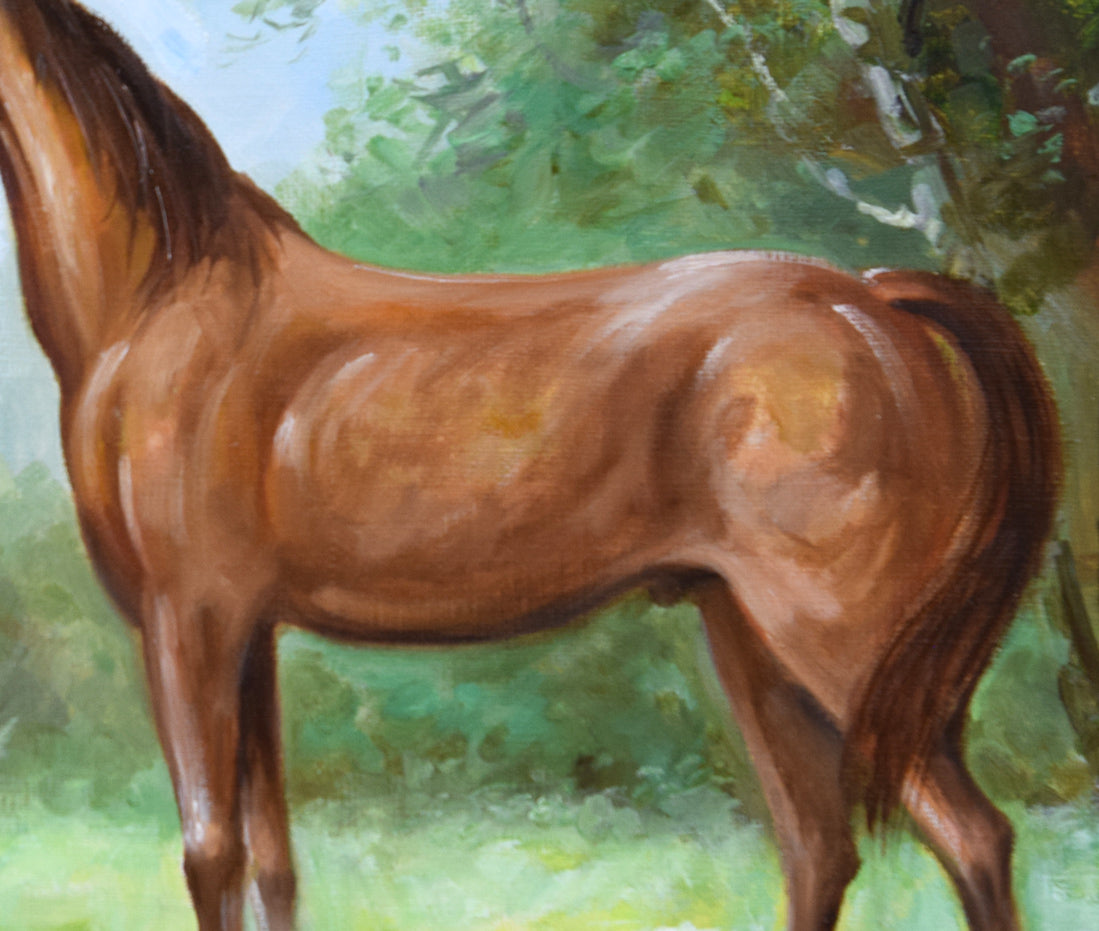 鈴木政輝「馬」油絵・F4号 絵画買取・販売の小竹美術