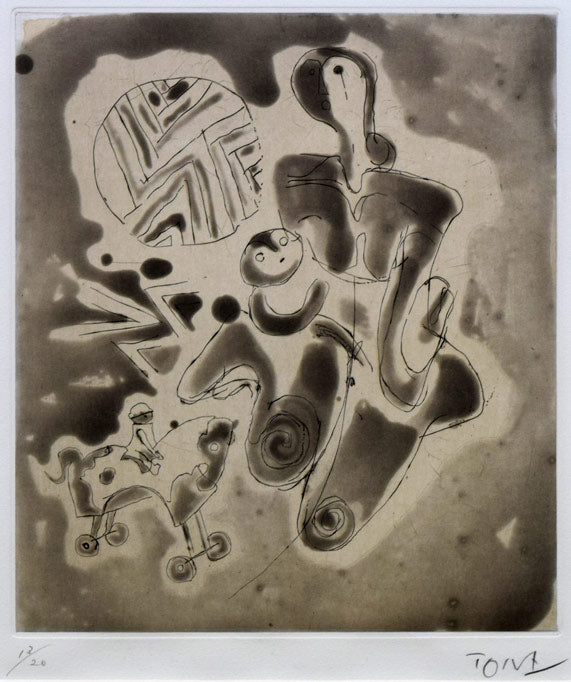 利根山光人「母子像」銅版画 絵画買取・販売の小竹美術