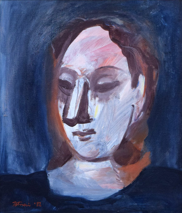 栃内忠男「顔」油絵・F10号 絵画買取・販売の小竹美術