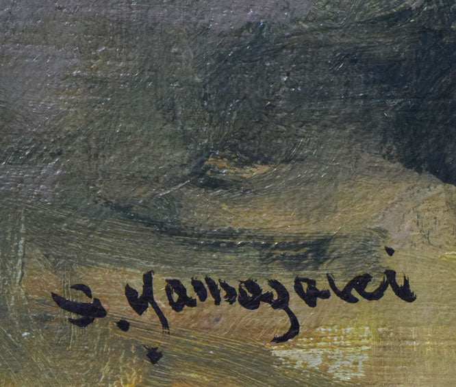 山崎翠祥「薔薇（銀縁）」油絵・F3号 絵画買取・販売の小竹美術