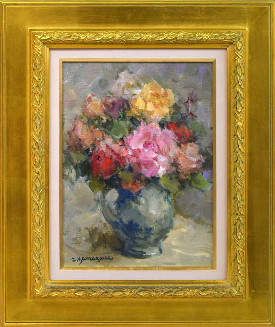 蛯子善悦「花」油絵・F8号 絵画買取・販売の小竹美術