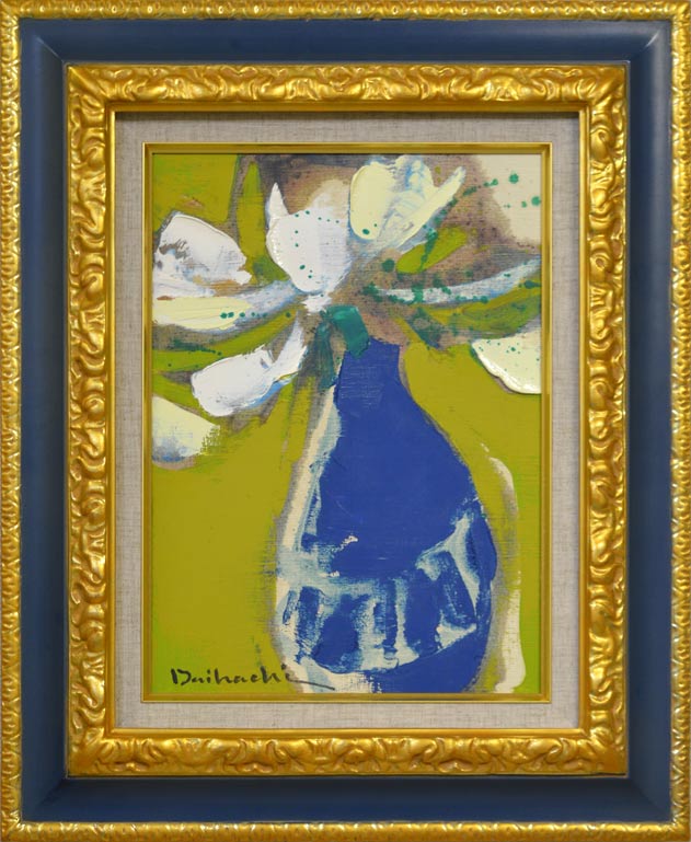 糸大八「窓辺の花」油絵・F8号 絵画買取・販売の小竹美術