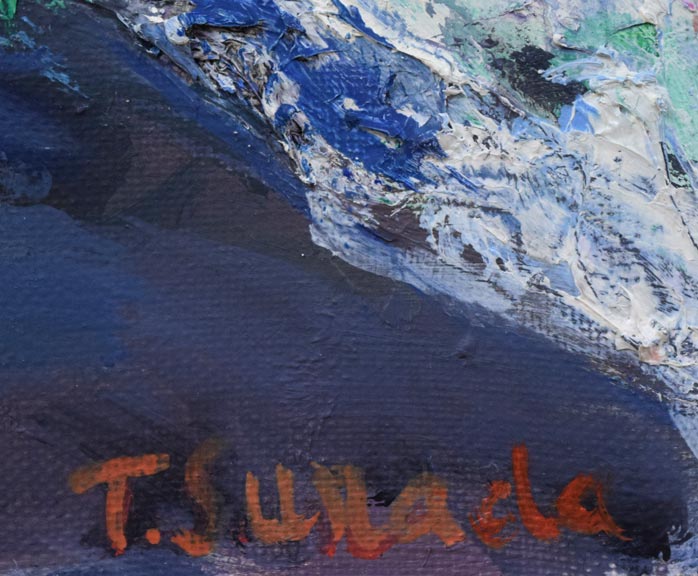 油彩】村田省蔵 芸術院会員 「閑日」 港町 風景 額装 8号 村田省蔵