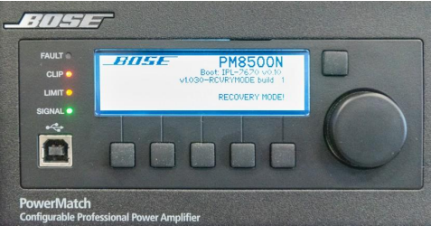 Enabling Recovery Mode on a PowerMatch Amplifier
