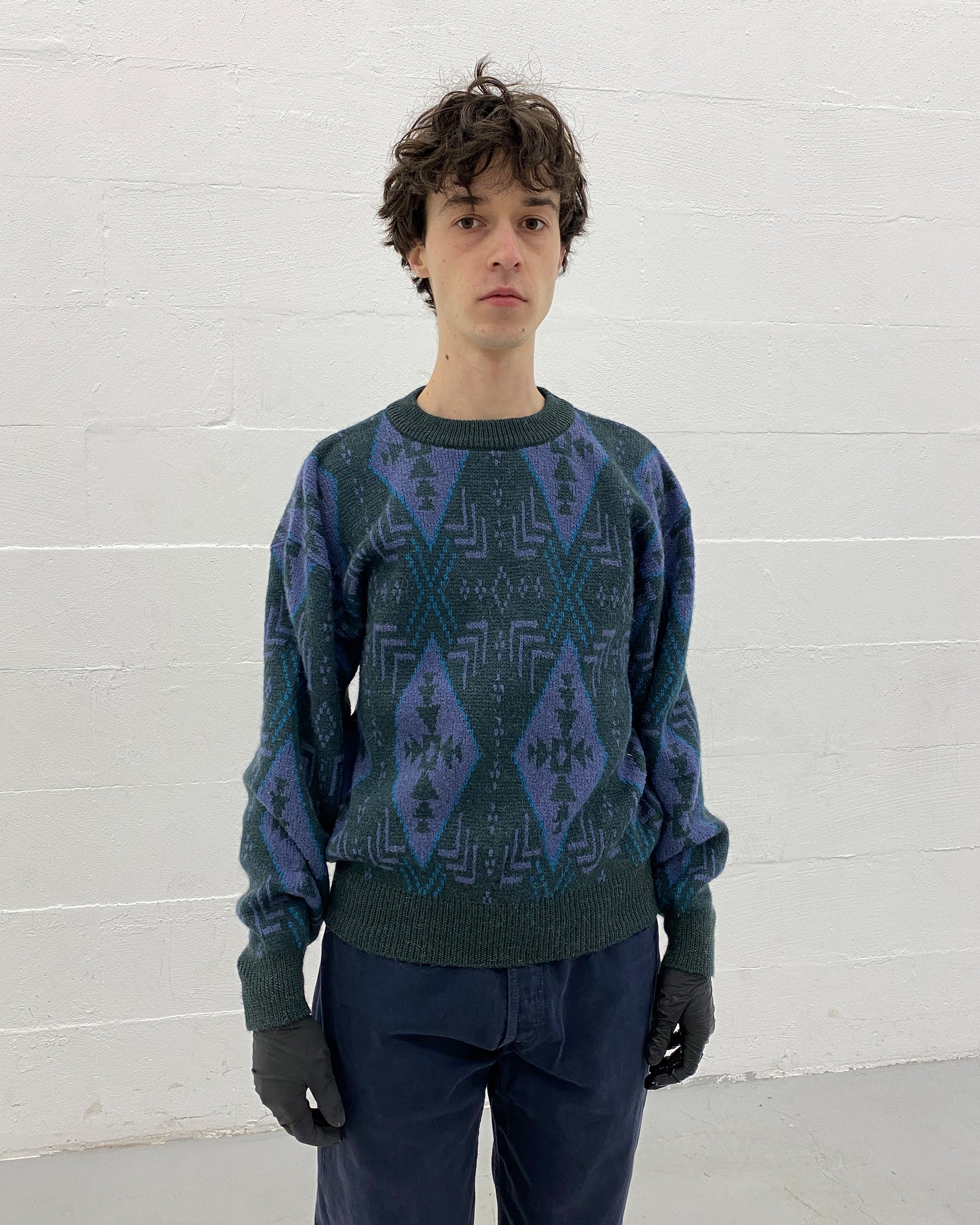 Yves Saint Laurent 1990s Knit Sweater Green Purple – knudpeters