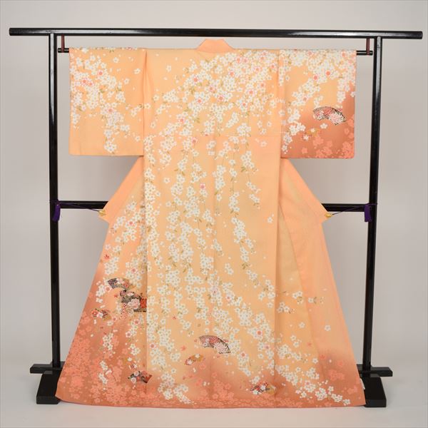 訪問着(オレンジ・桜)｜着物レンタルあき (来店着付け無料・全国配送無料)