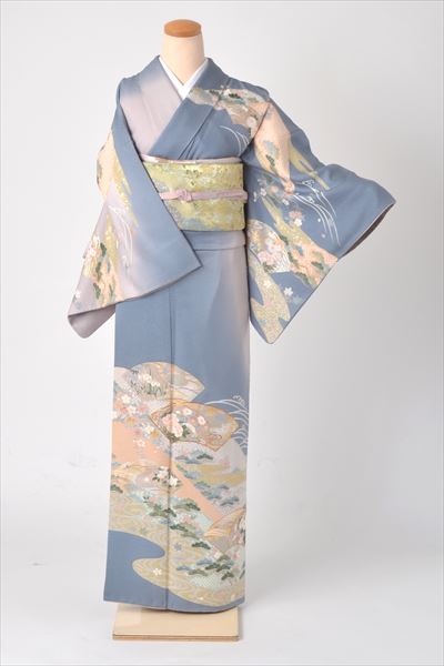 訪問着［新橋色の地紙模様］｜着物レンタルあき (来店着付け無料・全国