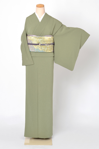 色無地(抹茶色地の縮緬)｜着物レンタルあき (来店着付け無料・全国配送