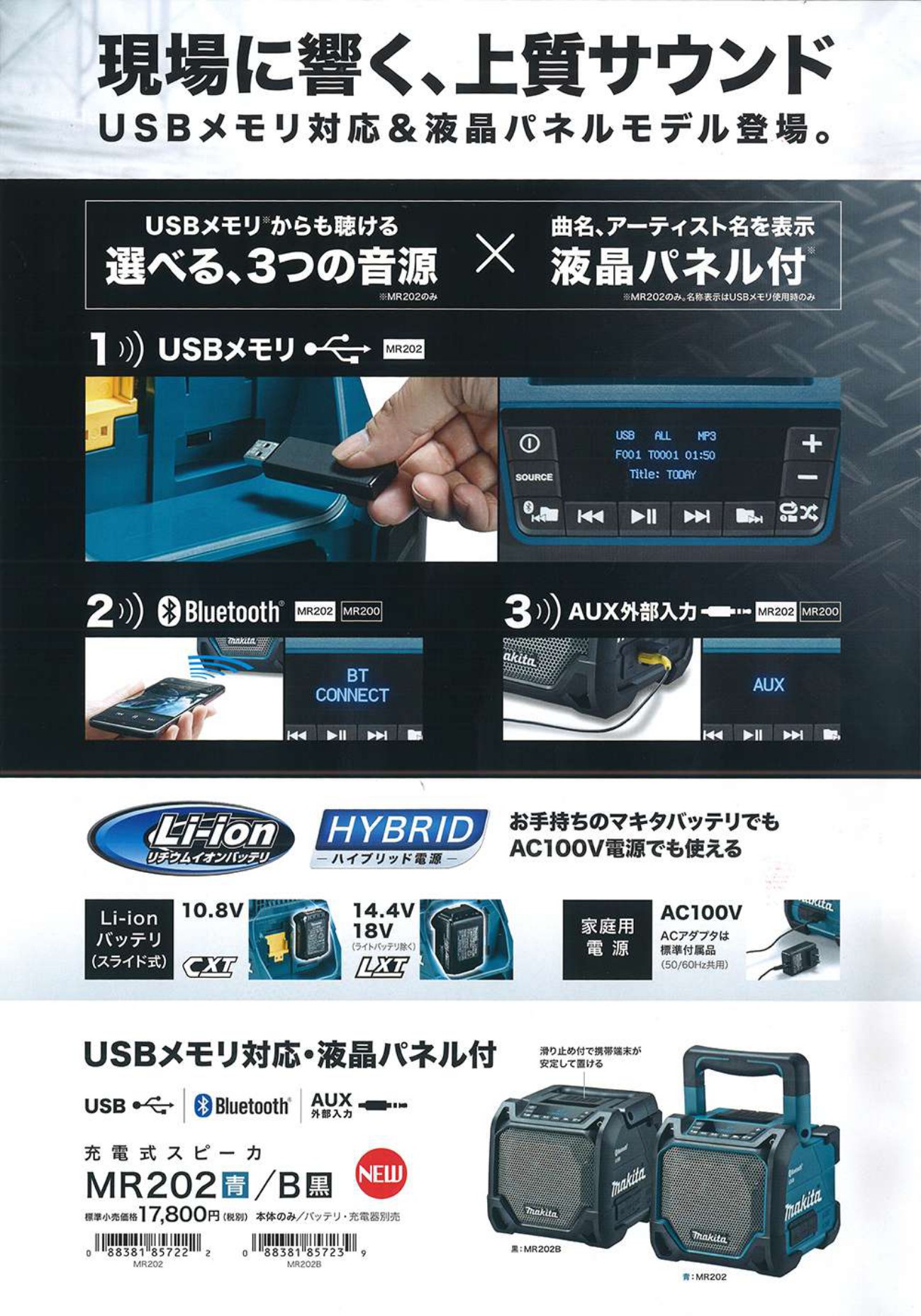 マキタ 充電式スピーカー MR202〜MR202B - 工具通販クニモトハモノ (国