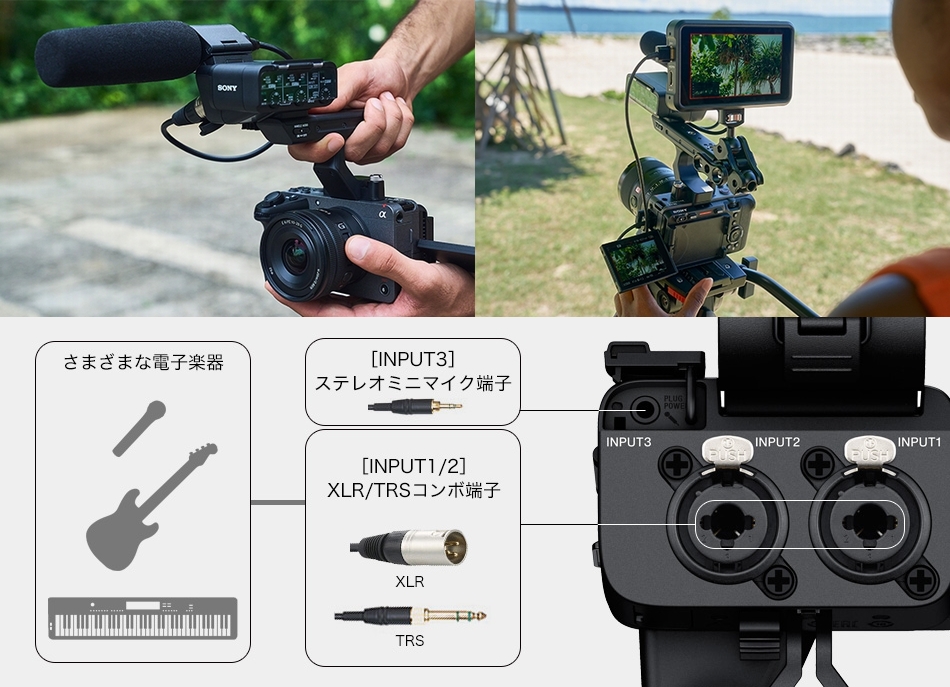 XLR端子2基、ステレオミニ1基を備えたXLRハンドルユニット「XLR-H1」が
