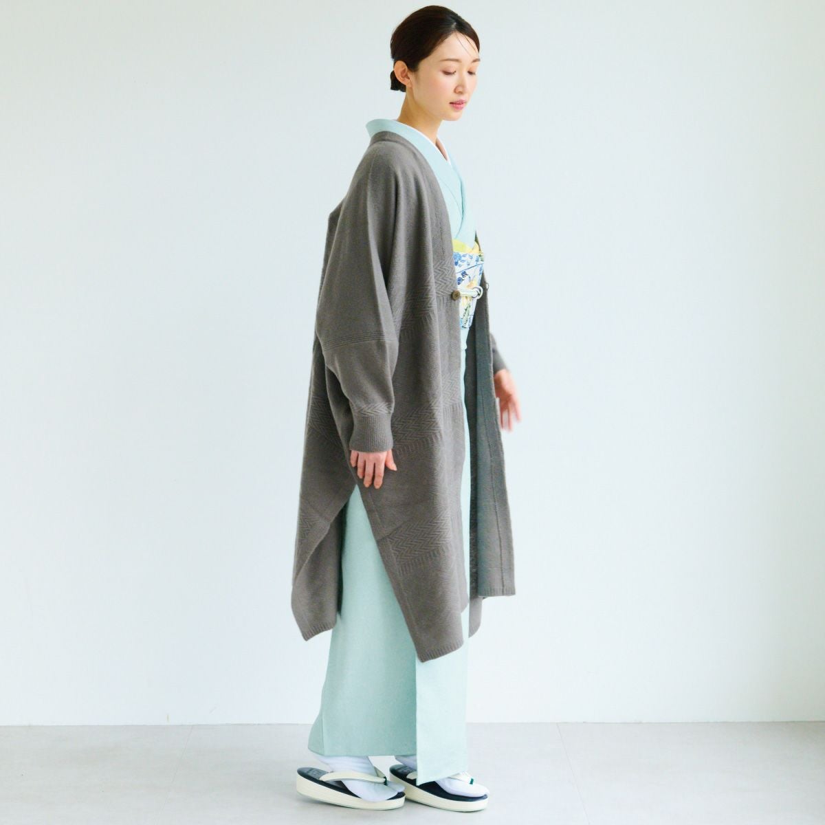 CHIKUMO-千雲-】洗える着物 東レシルック江戸小紋 鮫/青磁 袷小紋