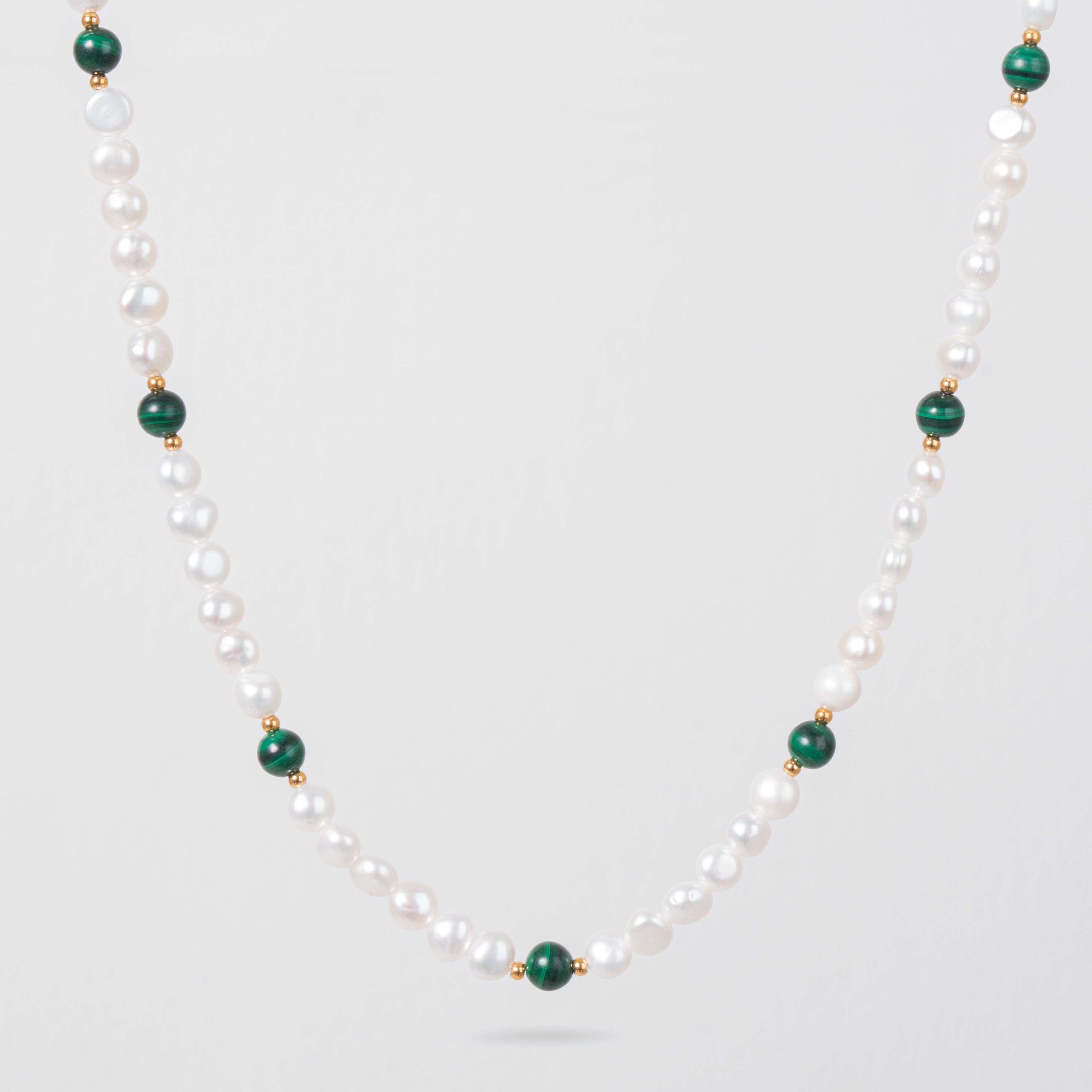 Malachite Real Pearl Necklace (Gold) – KY9 JM