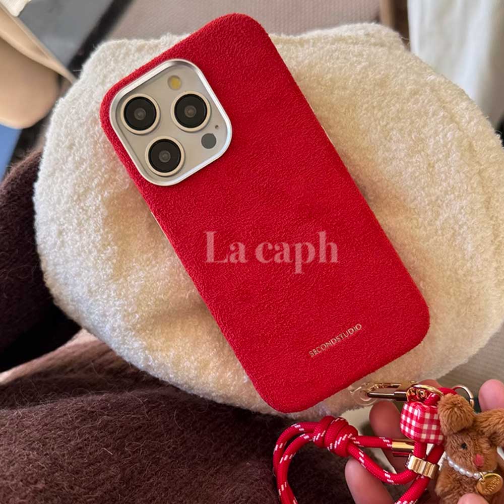 スエードフィニッシュアイフォーンケース(3colors)（茶・紫・赤