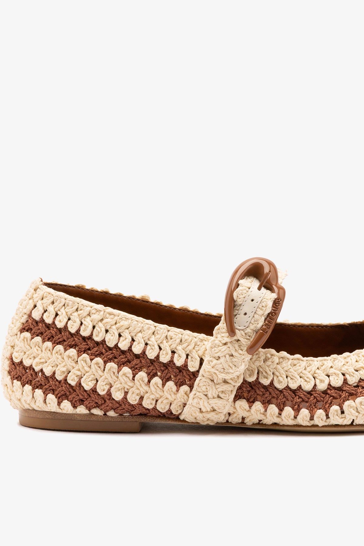 Larroudé Verona Crochet Ballet Flat - Caramel & Ivory Crochet