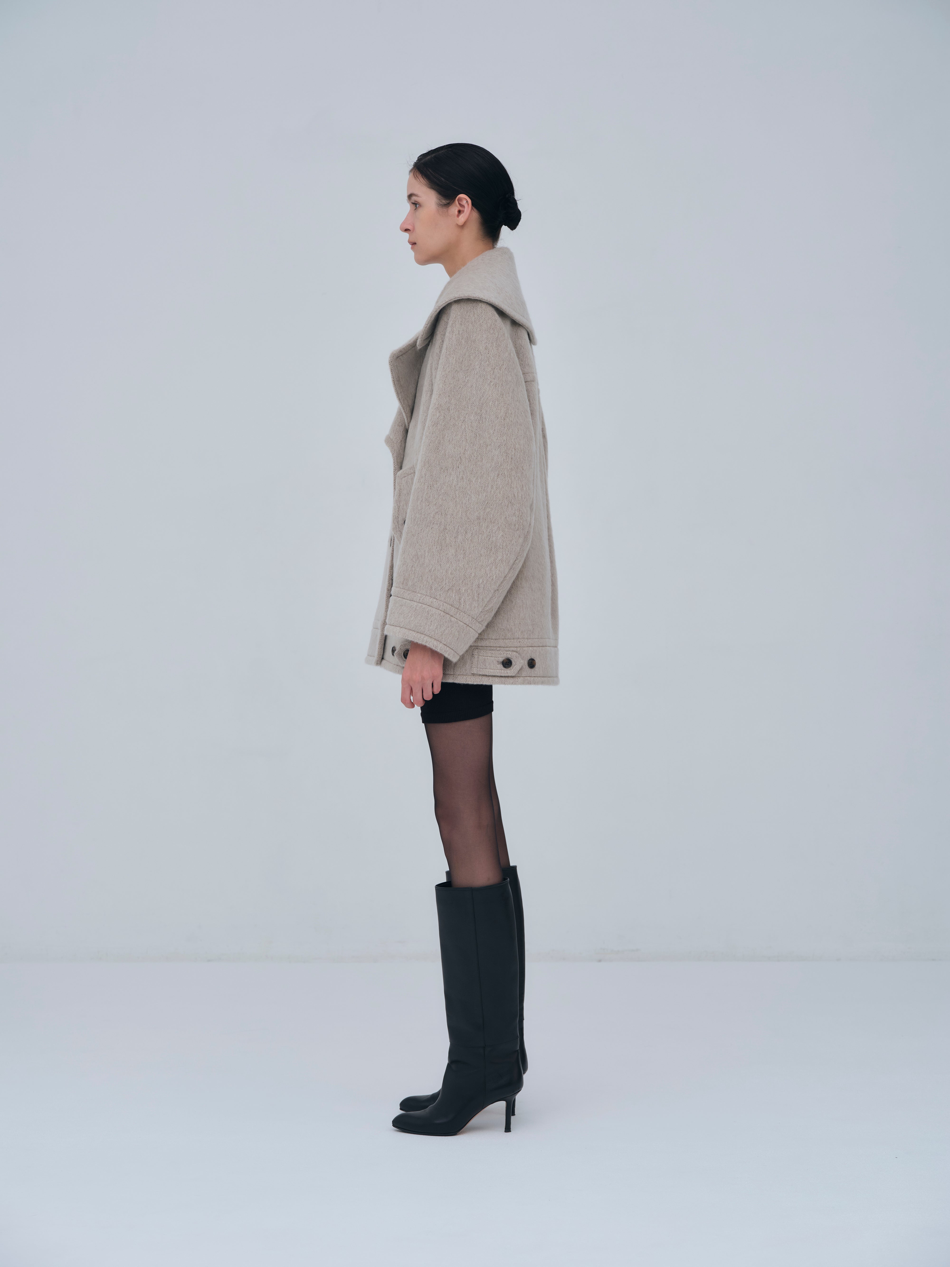 Signature Wide Lapel Mid Coat – L'AUBE BLANC