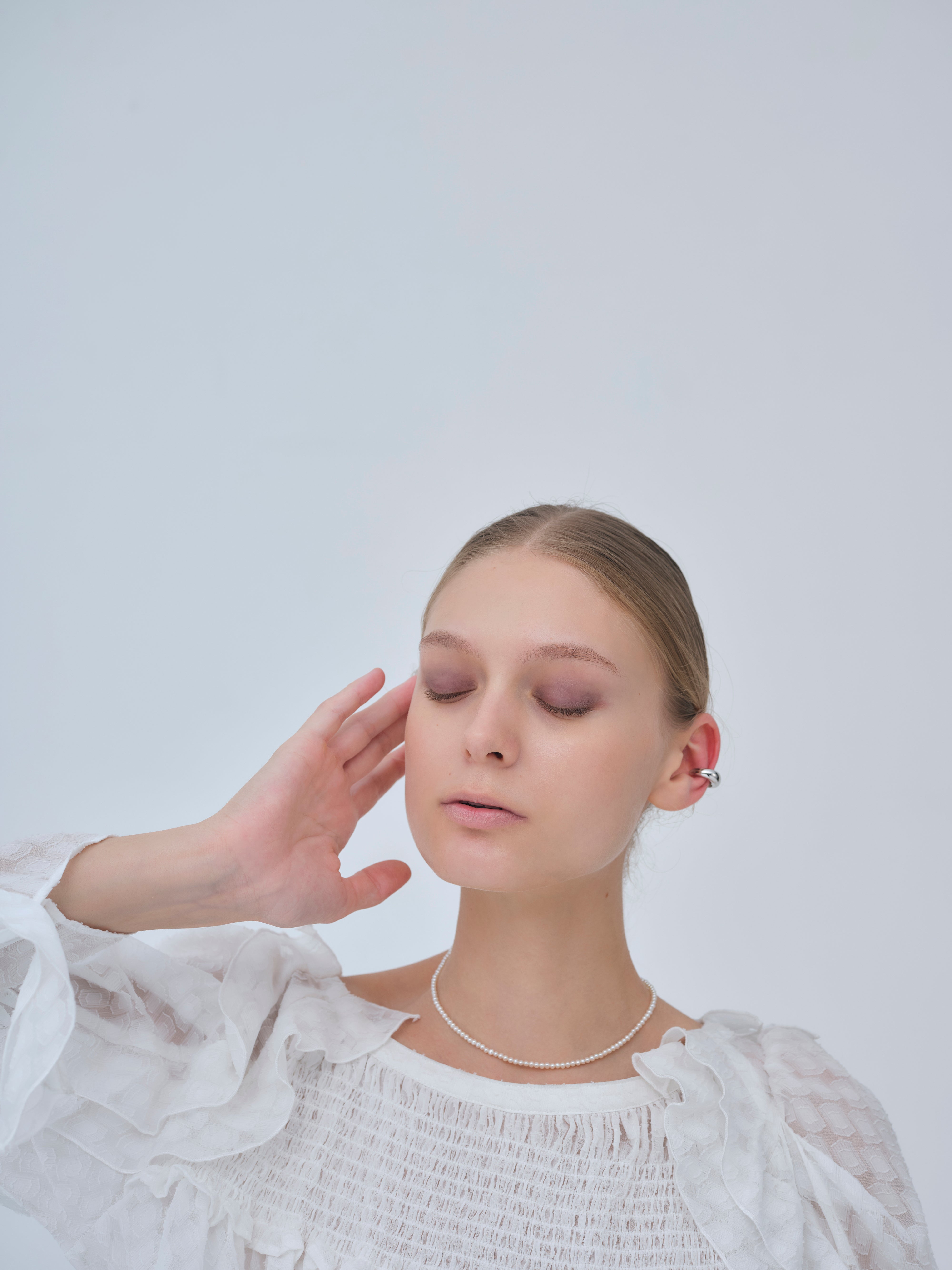 Sheer Jacquard Frill Blouse – L'AUBE BLANC