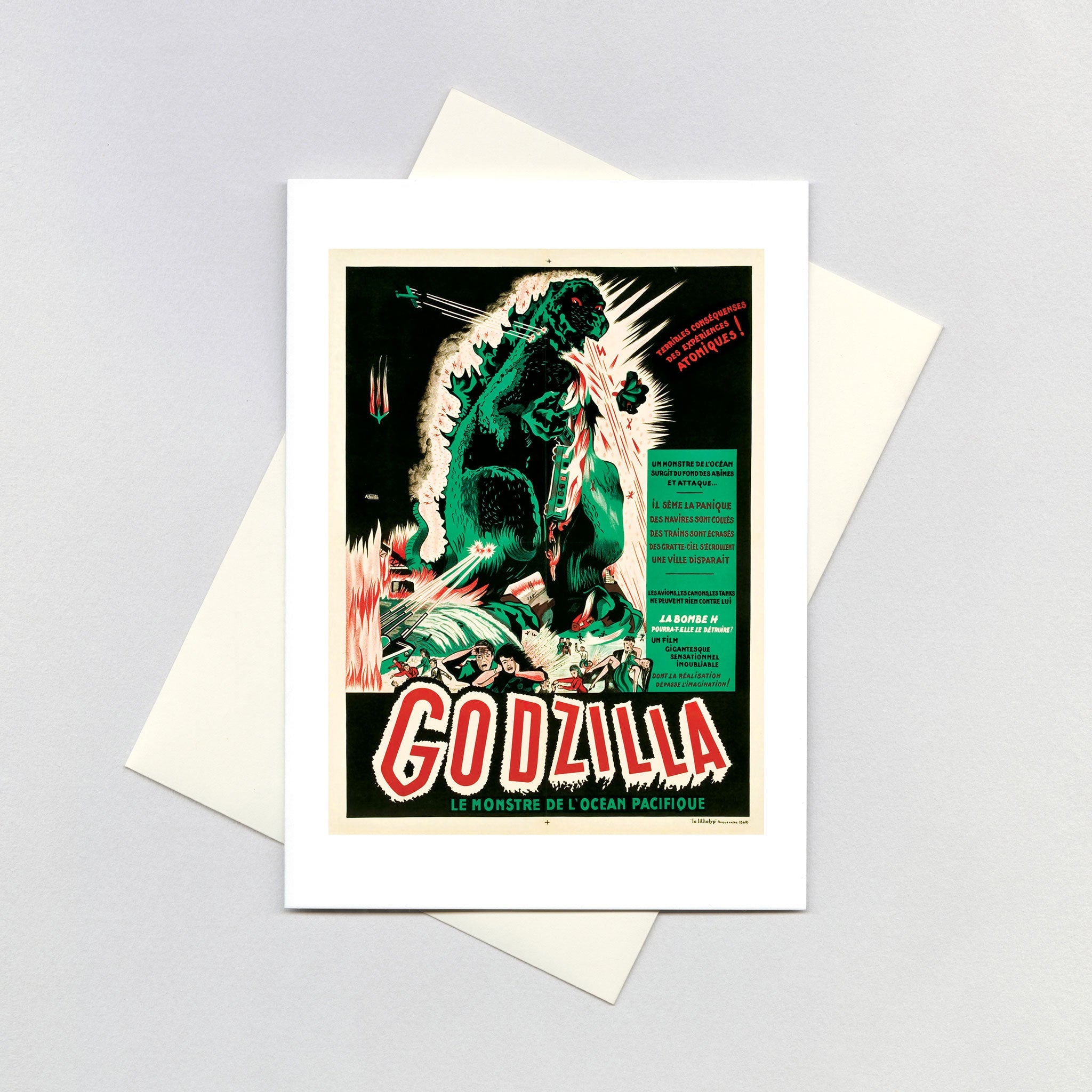 Godzilla Poster - Retro Movie Posters Greeting Card – Laughing