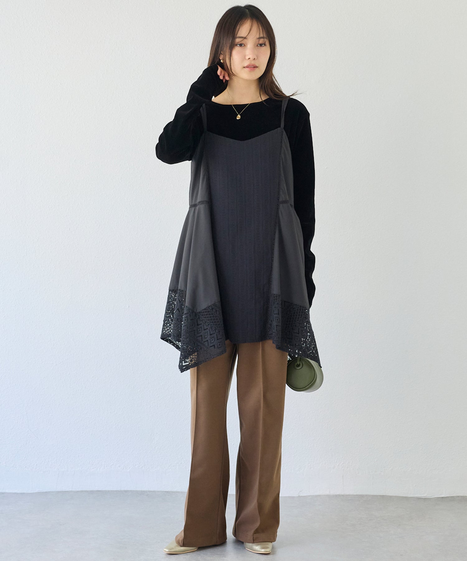 レース切替キャミチュニック | ラビアンジェ-⼤きいサイズのレディース服