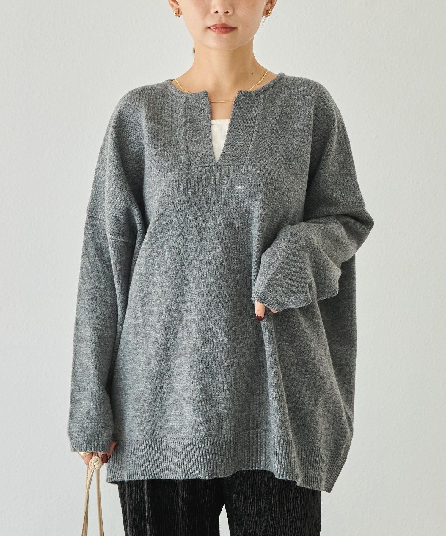 洗える】スキッパーニットプルオーバー | ラビアンジェ-⼤きいサイズの