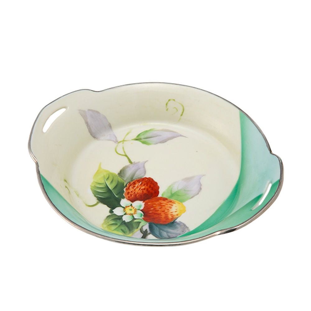 1点限り】オールドノリタケ 青枠アールデコ 薔薇文 花瓶 ホーン型