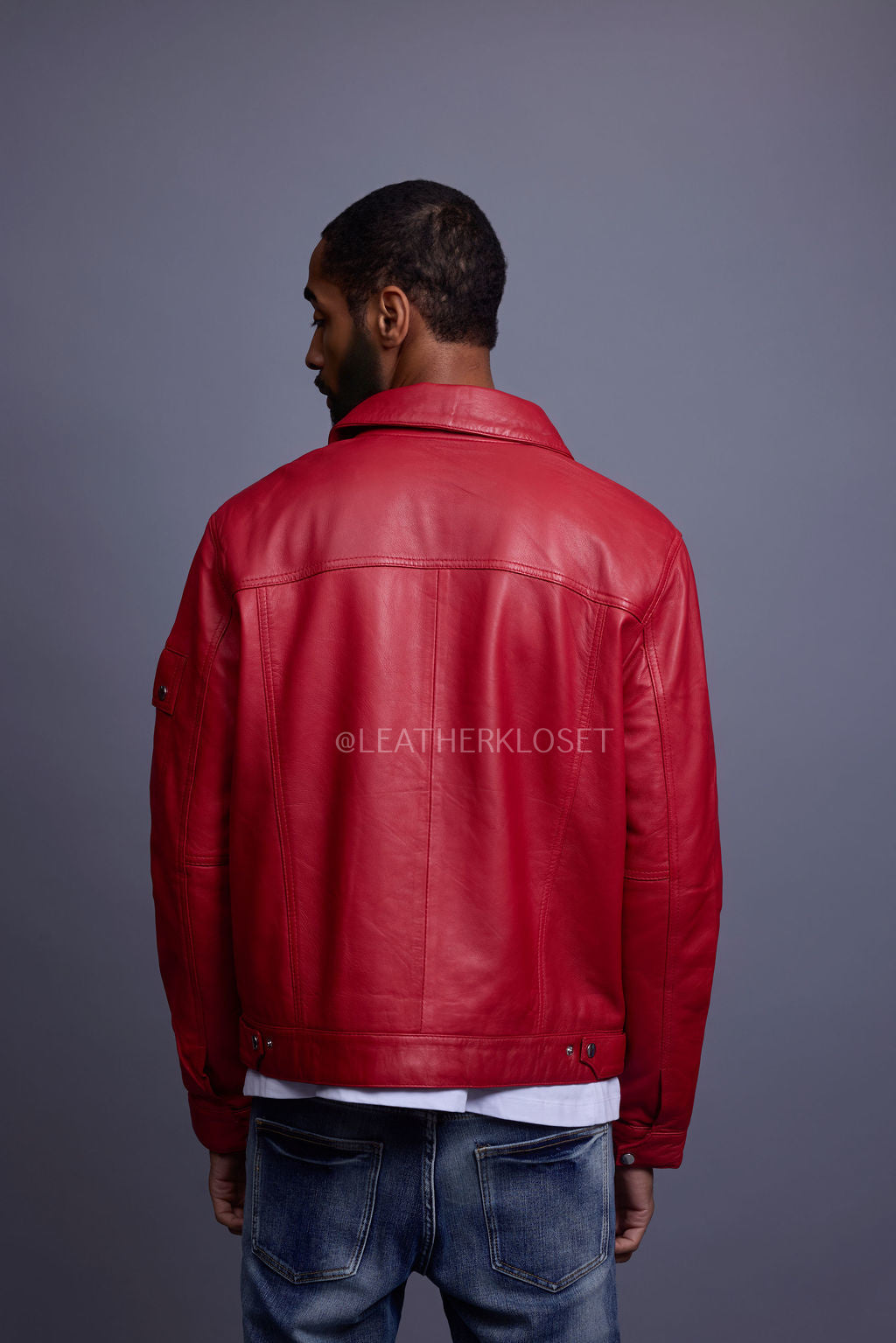 Men's Jax 2.0 Leather Jean Jacket [Red] – LeatherKloset