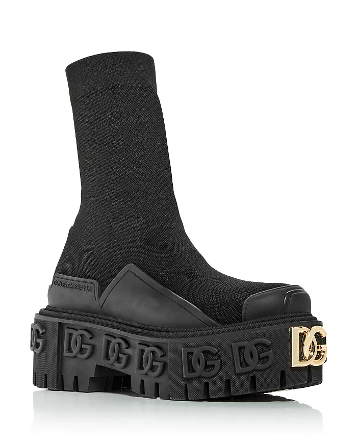 Dolce & Gabbana Women's Stretch Platform Biker Boots - LeBonday