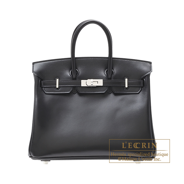 Hermes Birkin bag 25 Black Box calf leather Silver hardware | L